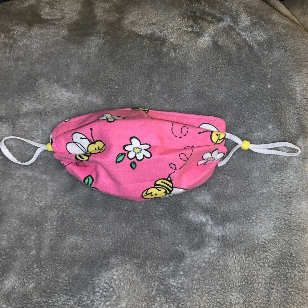 Handmade Fabric Face Mask Busy Bee Honey Bumble Bee Reversible